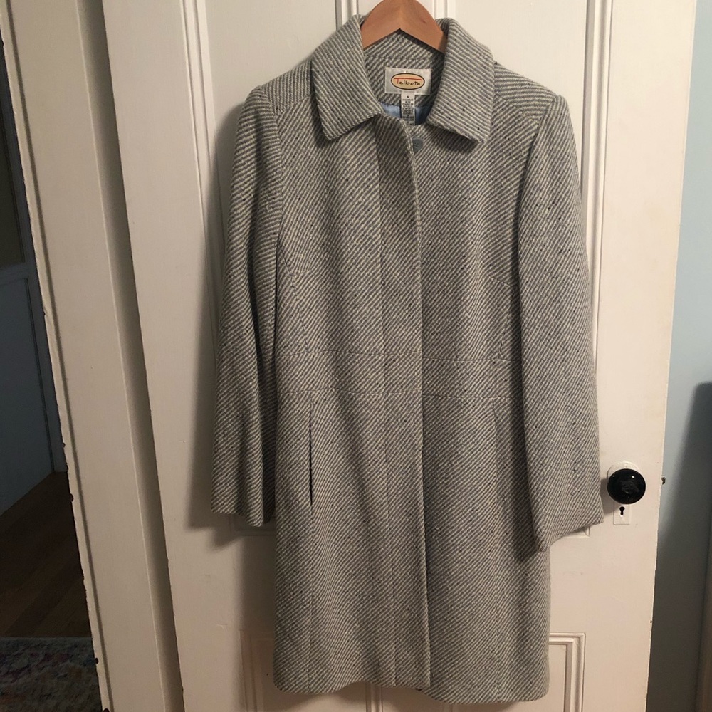 Light blue tweed button up winter jacket